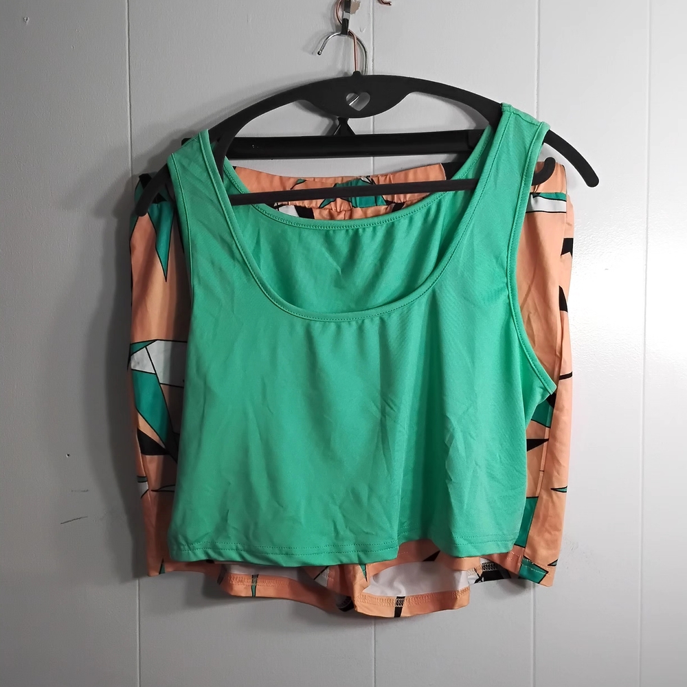 SHEIN Vibrant Green cropped Tank Top with matching shorts Size 1XL